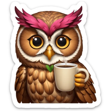 kahve içen baykuş sticker