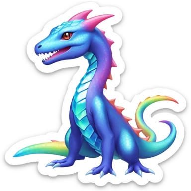 Rainbow crystalic Shiny pastel Salandit-Aurorus-Salazzle-Dragonair-Fakémon-hybrid-creature (full body)  sticker