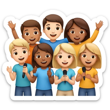 group of children singing together, joyful and friendly sticker