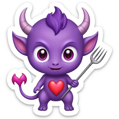 adorable baby demon with a tiny pitchfork and heart-shaped tail sticker