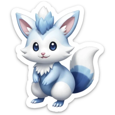 Shiny White Pastel Snowy Icy Sparkly Cute Furret-Meowstic-Zangoose-Hybrid (Full body) sticker