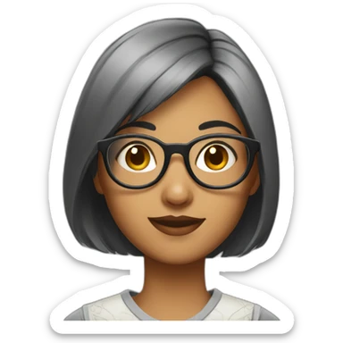 Indian girl wearing round glasses with short hair sticker