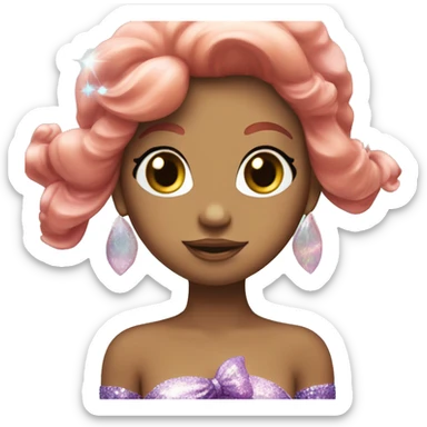 Glittery mermaid with a bow in her hair ￼ sticker
