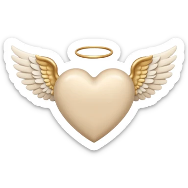 beige heart with white angel wings sticker