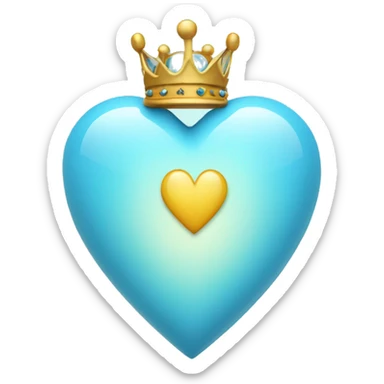 Light blue heart with crown sticker