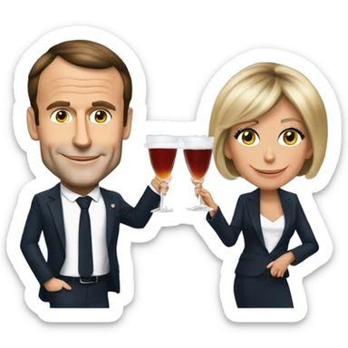 Emmanuel macron et brigitte macron boivent du thé sticker