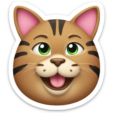 a fat brown cat with black stripes green eyes and a pink collar at DisneyLand sticker