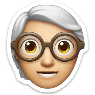 Oma met bril een vierkant en een rondje als bril en rood haar sticker