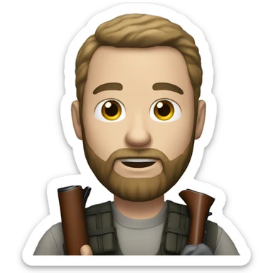 White man with beard holding shotgun  sticker