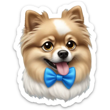 Merle Pomeranian with blue bow tie sticker