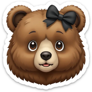 Bear with 2 black bows on the ears emojie sticker