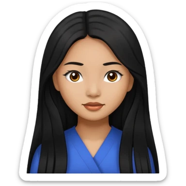 A Filipina woman with Medium brown skin and long black hair and black eyes sticker