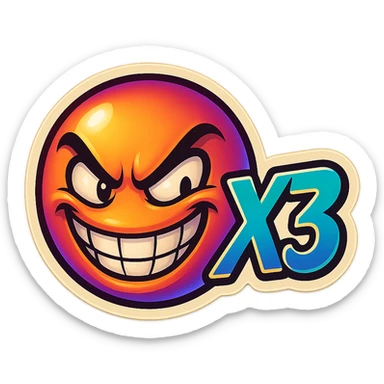 grin EVIL LOOk , Make it say "X3"" sticker