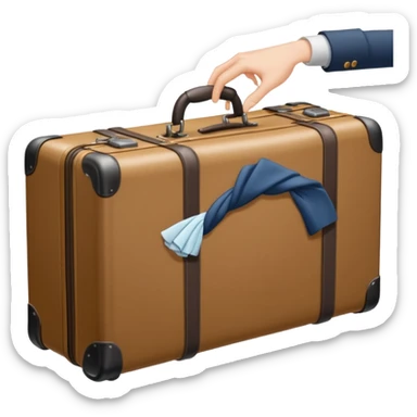 Suitcase with a hand sticking out sticker