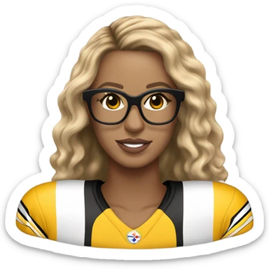 steelers nfl jersey beyonce with blonde brown hair freckles and light colored glasses sticker