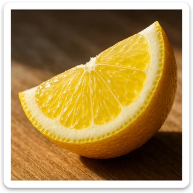 realistic lemon wedge, natural details, juicy texture, vivid colors, natural light sticker