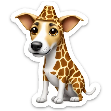 a jack russel in a giraffe costume sticker
