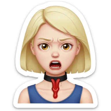 Angry girl chocking her own neck sticker