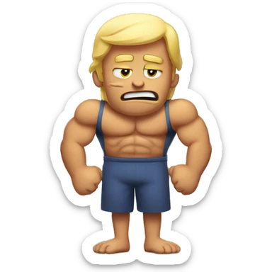 Shrugging emoji with a muscle flex sticker
