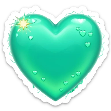 mint green heart with sparks sticker