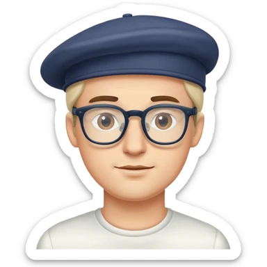 handsome white man with glasses and fullcap sticker