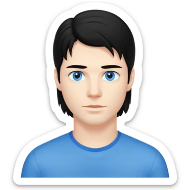 A young man with mullet black hair. sticker
