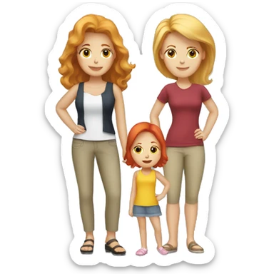 A mom with blonde hair and a daughter with red hair  sticker