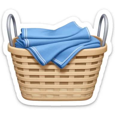 white LAUNDRY BASKET WITH FOLDED blue CLOTHES sticker