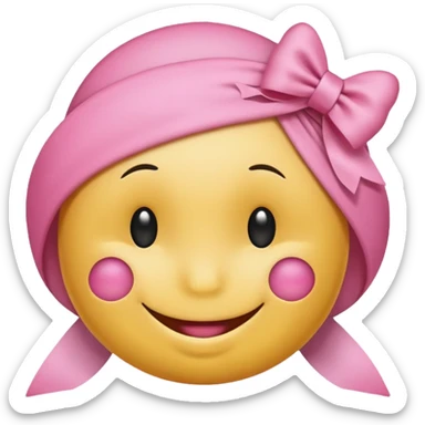 A smiley getting shy and a pookie ribben on his head this smiley 😁 sticker