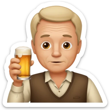 drunk middle man with a glass of beer sticker