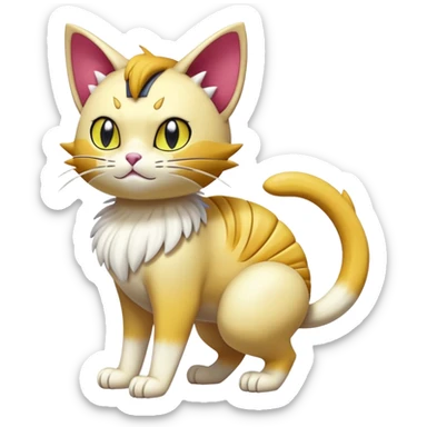Shiny Exotic Skitty-Meowth-Pokémon-Fakémon-hybrid-creature (full body) sticker