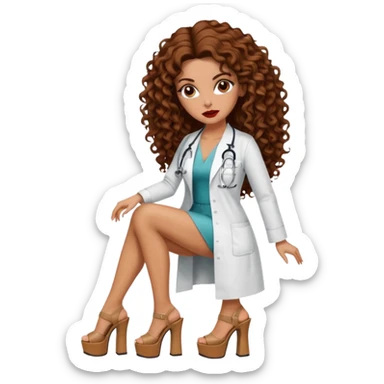 Sensual Spanish Lilith core evil surgeon.hair is brown long and  curly with 7 inch platform heels.she is a  Surgeon that works for the cartel sticker