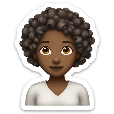 black lighter skin girl with curly hair sticker