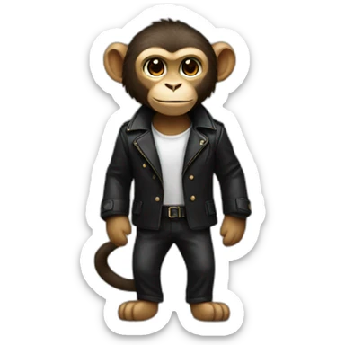 monkey leopard wearning a black jacket sticker