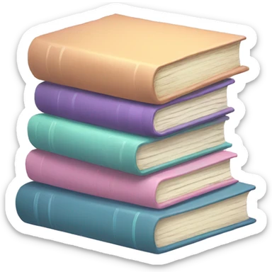 Pastel book stack cartoon fantasy sticker