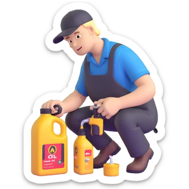 mechanic changing car oil sticker