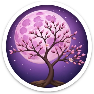 purple Moon with light pink blossom sticker