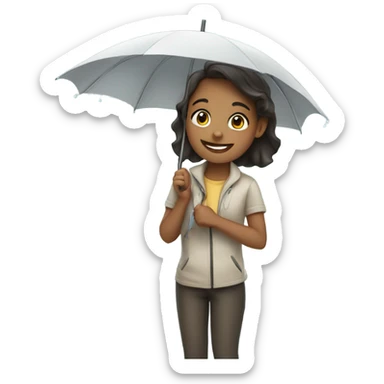smiling girl with umbrella happy birthday  sticker