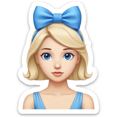 woman wearing a blue bow on her head sticker