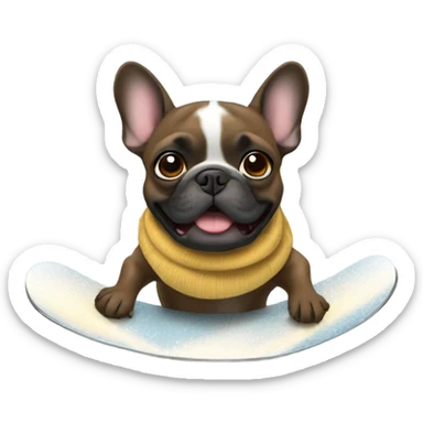 A brindle french bulldog snowboarding sticker