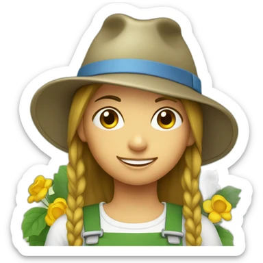 gardener girl in a hat with beer sticker