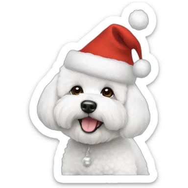 bichon dog-christmas hat sticker