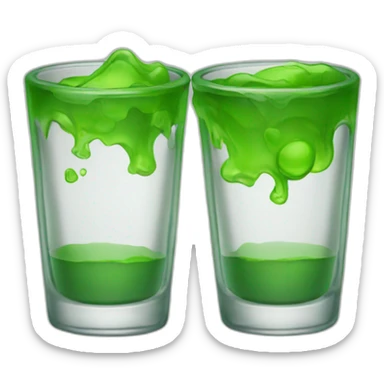 shotglass with green contents and without-face sticker