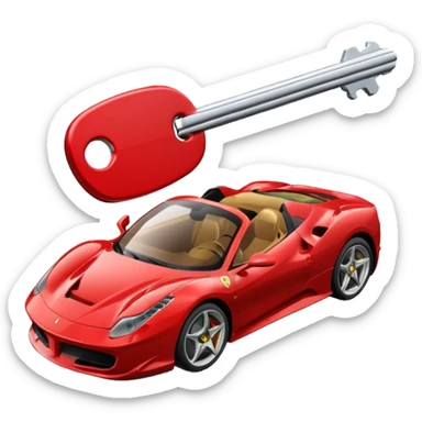 red Ferrari key with a red background sticker