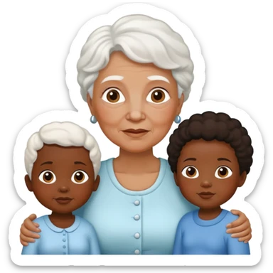 White Grandma Black Mom 2 identical black little girls and baby boy  sticker