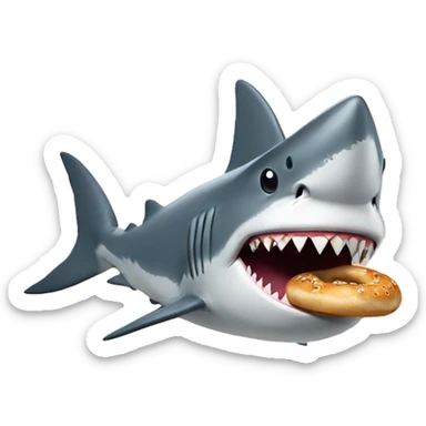 Shark with a top hat and a bagel sticker