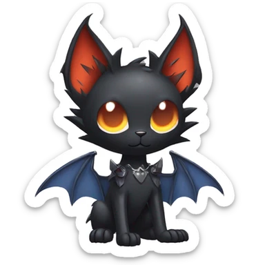 Black Edgy Punk-Gothic Bat-winged Litten-Bat-cat-Fakemon full body sticker
