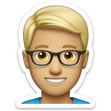 blonde short hair boy with glasses blue ey sticker