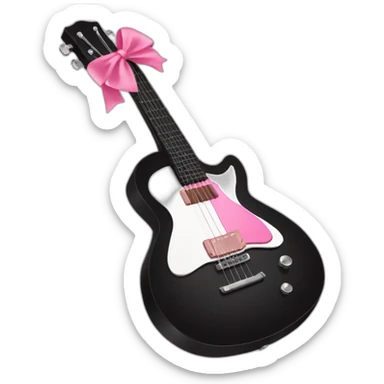 Black guitar with a thin coquette pink bow  sticker