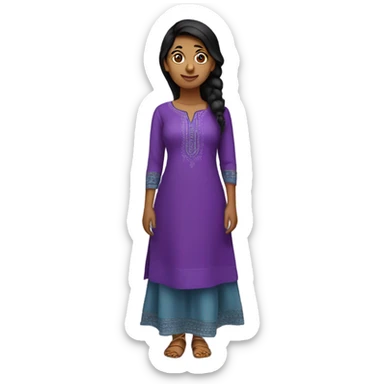 indian girl wearing full sleeve purple kurti  sticker